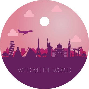 Dünya, siluet renk tarzı ünlü dönüm noktası