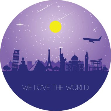 Dünya, siluet renk tarzı ünlü dönüm noktası