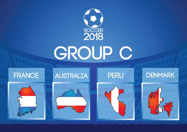 Rússia Futebol Final Rodada Grupo Mapa Ícone Bandeira Cor — Vetor de Stock