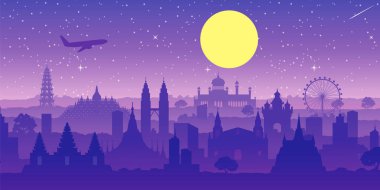 Güneydoğu Asya, seyahat hedef, siluet tasarım ünlü dönüm noktası