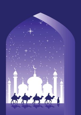 Karavan Müslüman binmek deve Cami