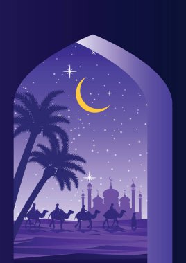 Karavan Müslüman binmek deve Cami