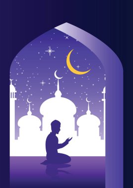 Müslüman dua camide, siluet tasarım