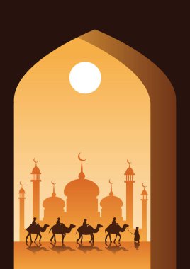 Karavan Müslüman binmek deve Cami