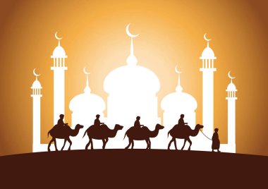 Karavan Müslüman binmek deve Cami