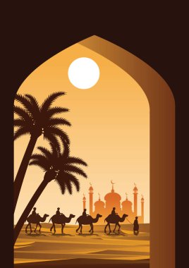 Karavan Müslüman binmek deve Cami