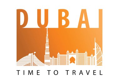 Dubai ünlü siluet stil, çöl rengi, vektör çizim, bayrak renk tasarım