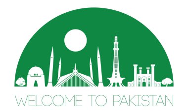 Pakistan ünlü siluet stil, metin içinde vektör çizim