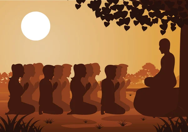 Βουδιστική Γυναικών Και Ανδρών Σέβη Μοναχό Ευγενικά Πίστη Και Πιστεύω — Διανυσματικό Αρχείο