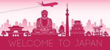 Ünlü redsilhouette tasarım, vektör çizim Japonya