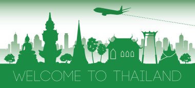 Tayland ünlü yeşil siluet tasarım, vektör çizim