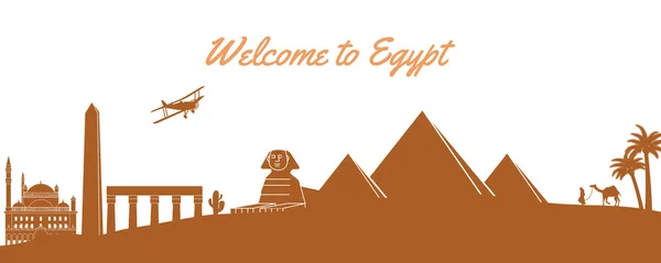 Famoso monumento de Egipto, destino de viaje, diseño de silueta, Cl — Vector de stock