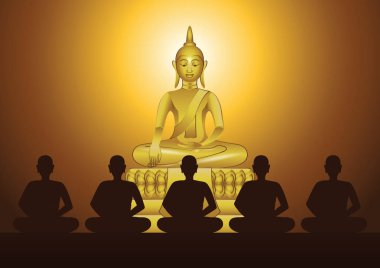 buda heykeli önünde keşiş meditasyon zihin eğitmek için bir