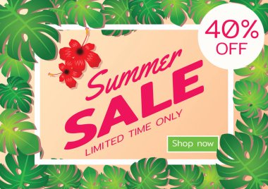 Yaz satış sembolü ile afiş, deniz ve plaj tema teklif, mod