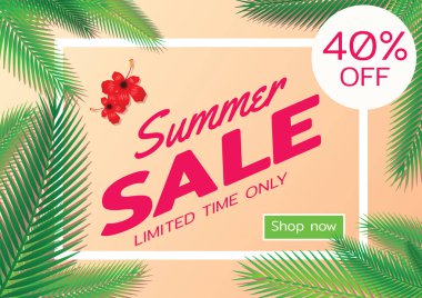 Yaz satış sembolü ile afiş, deniz ve plaj tema teklif, mod