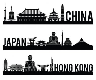 Çin Japonya Hong Kong blac ile ünlü dönüm noktası siluet tarzı