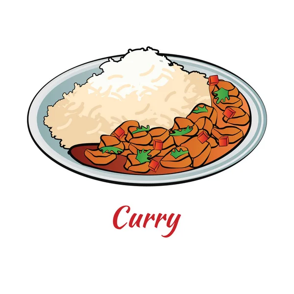 Conjunto de deliciosa y famosa comida de la India en gradiente colorido — Vector de stock