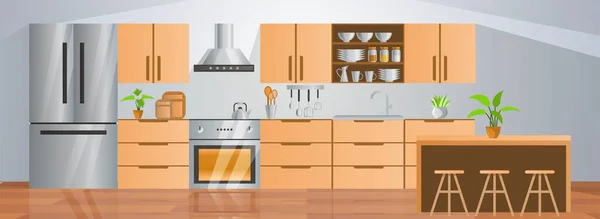 Decoración Habitación Cocina Con Diseño Gradiente — Vector de stock