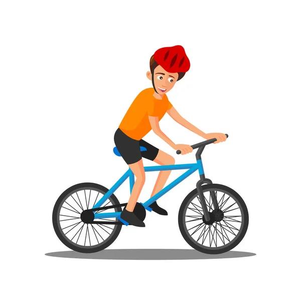 Flat Design Cartoon Character Man Riding Bicycle — Stock Vector