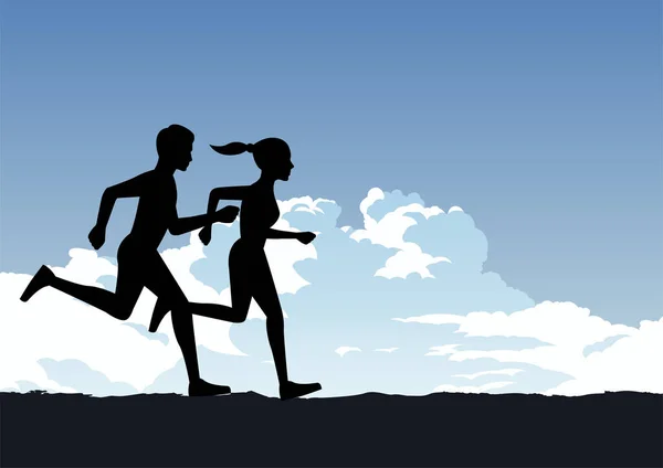 Exercice Couple Courant Pour Santé — Image vectorielle