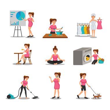 Çizgi film versiyonundaki çizgi kadın karakterlerin düz tasarımı