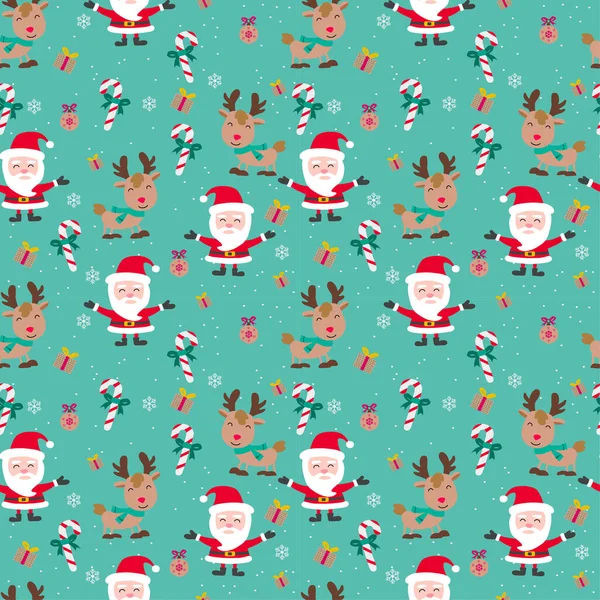 Noel Baba Geyik Geyiği Çubuk Şekeri Hediyesi Mutlu Noeller Düz — Stok Vektör