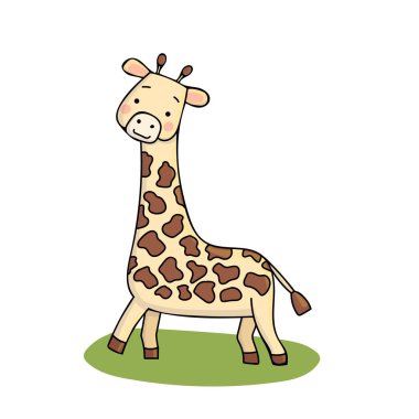 yeşil çim üzerinde sevimli vektör zürafa 