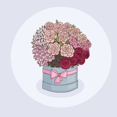 bir şapka kutusunda çiçek buketi