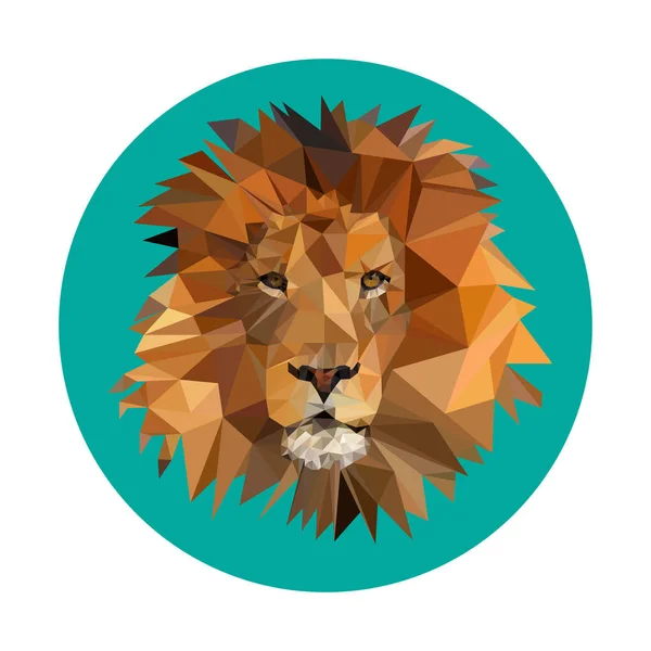 Tête Polygonale Lion Sur Fond Turquoise — Image vectorielle