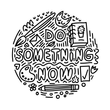 doodle tarzında sanatçı için motive edici ifade
