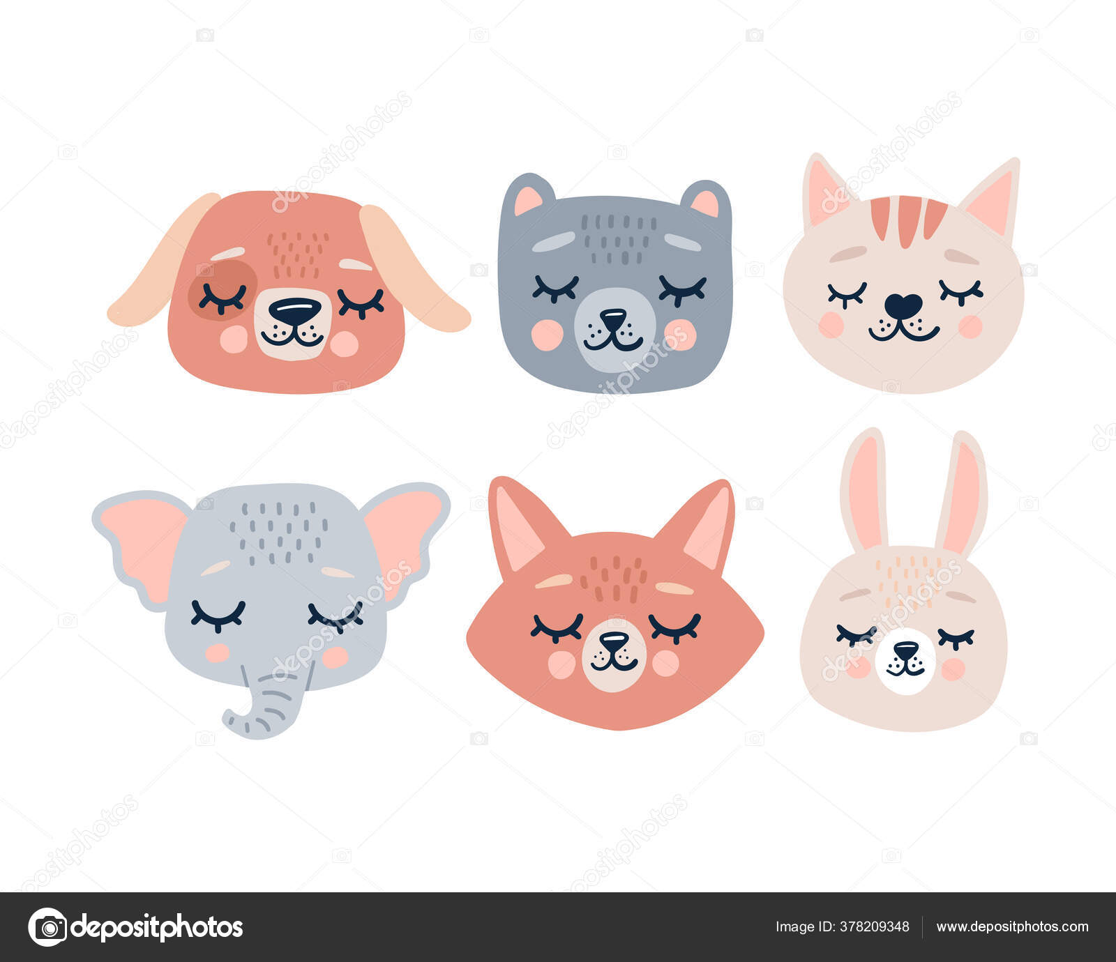 Cute little bunny head with closed eyes. Cartoon animal character for kids  t-shirts, nursery decoration, baby shower, greeting card, invitation, house  Stock Vector Image & Art - Alamy