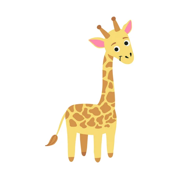 Cute Giraffe Character Simple Cartoon Vector Style Illustration African Animal — Stock Vector