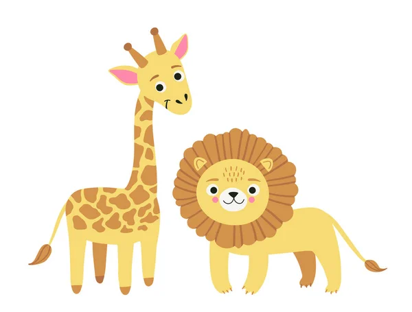 Illustrazione del cartone animato vettoriale di simpatici animali safari — Vettoriale Stock