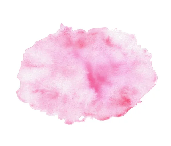 白い背景に抽象的なピンクの水彩画。紙の色が飛び散る. — ストック写真