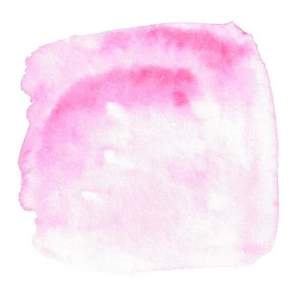 白い背景に抽象的なピンクの水彩画。紙の上に色が飛び散る。手描き. — ストック写真
