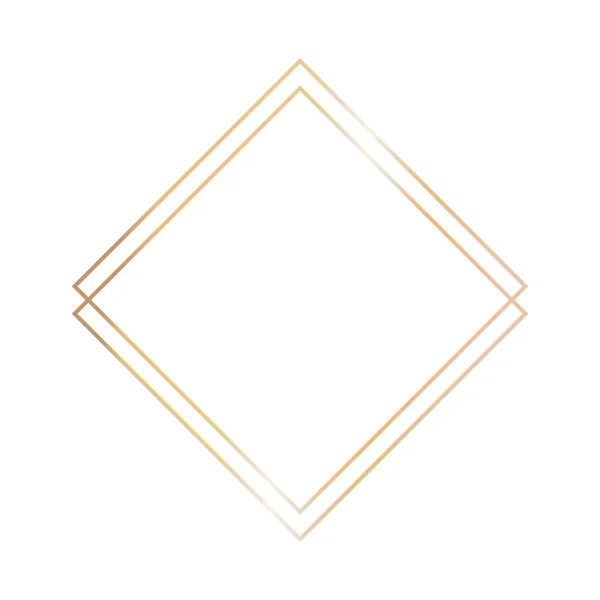 Mall för gratulationskort dekorativ guld ram på en vit bakgrund — Stock vektor
