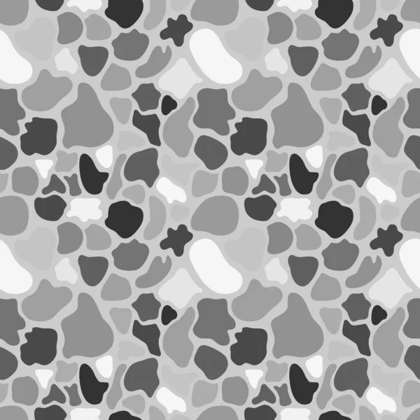 Vector monochrome seamless pattern, spots and blots on grey background. Design element for prints, textile, wrapping. — Stock Vector