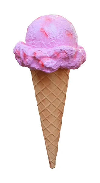Ice Cream Cone Strawberry Flavor Scoop Isolated White — Stock Photo, Image