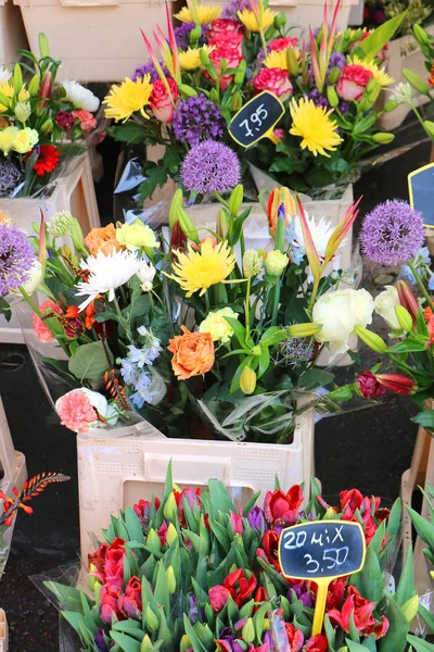 Fiori Colorati Venduti Sul Mercato Dei Fiori Amsterdam — Foto Stock