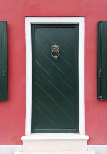Lew Głowy Kołatka Drzwi Mieszkaniowe — Zdjęcie stockowe