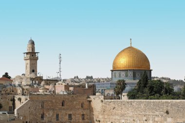 Altın kubbe Rock İslam tapınak Jerusalem eski şehirde