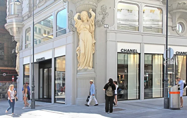 Wien Österrike Juli 2015 Berömda Ikoniska Modemärke Chanel Boutique Exteriör — Stockfoto