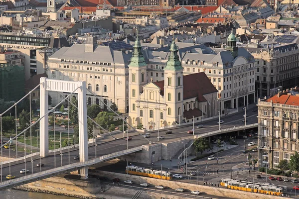 Budapest Stadsgezicht Met Elizabeth Brug Weg Met Elkaar Verbindt Buda — Stockfoto