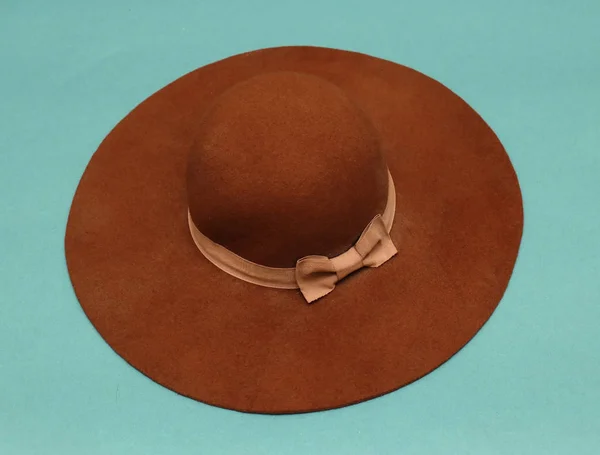Chapéu de lã de aba larga marrom — Fotografia de Stock