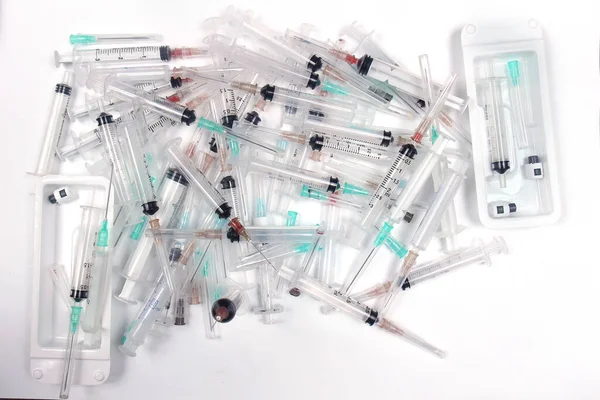 Large Pile Used Medical Syringes Needles — Stock Photo, Image