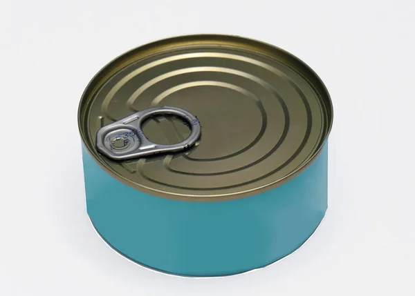 Closed Metal Tuna Can White Background — Stock Photo, Image