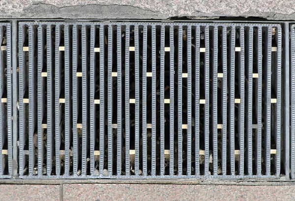 Metal Sewage Drain Background Pattern Concrete Street Floor — Stock Photo, Image