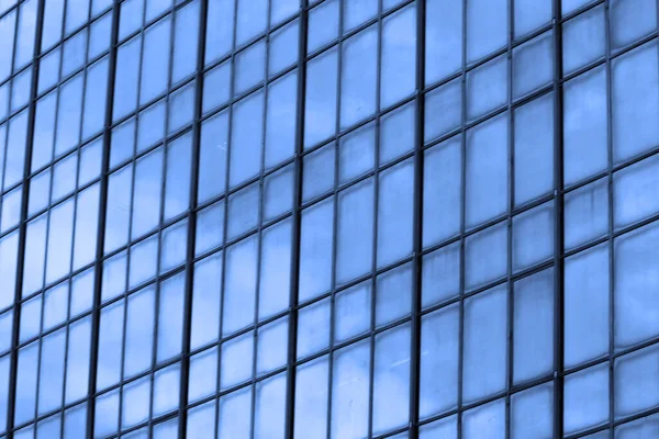 蓝色玻璃建筑立面图案纹理背景 — 图库照片