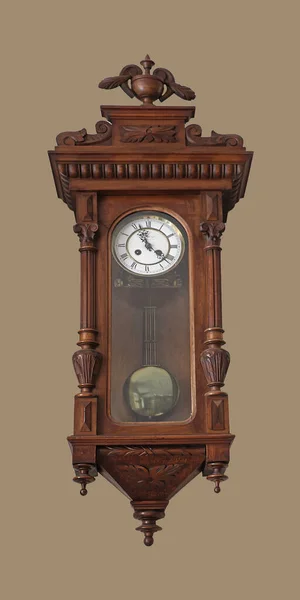 Reloj Madera Marrón Vintage Pared Interior —  Fotos de Stock