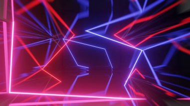 Ürün yerleşimi için neon ışığın minimal modern illüstrasyon tasarımında arkaplan / arkaplanı modelle. 3B resimleme ya da 3D görüntüleme için en düşük ürün arkaplan tasarımı